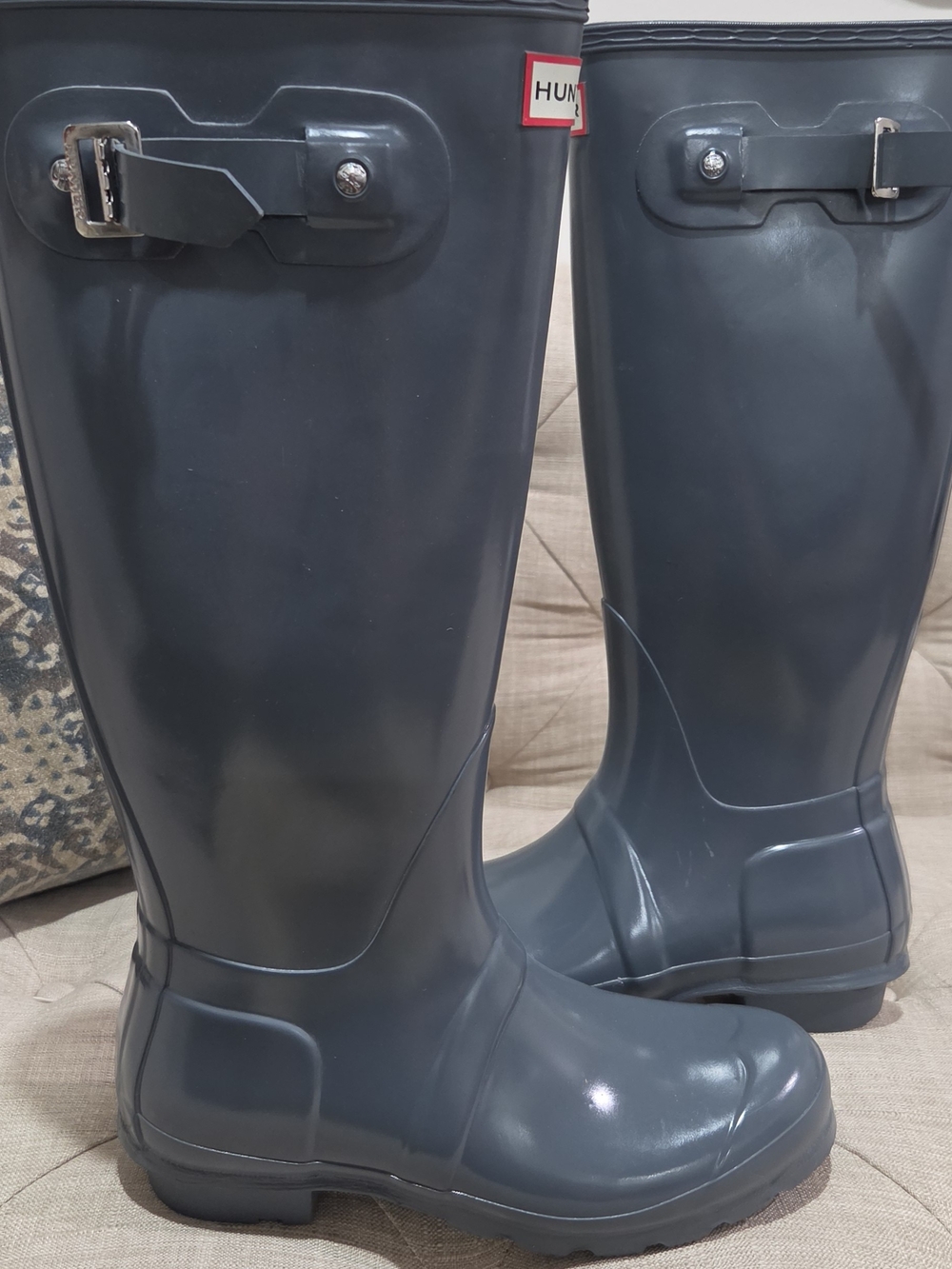 Hunter Women's Tall Gloss Rain Boots in Slate